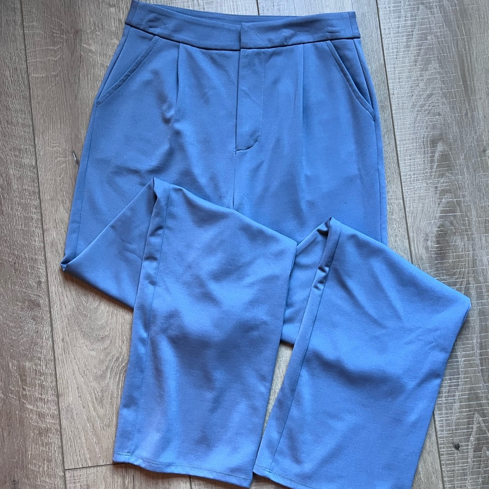 Blue High-Waisted Trousers